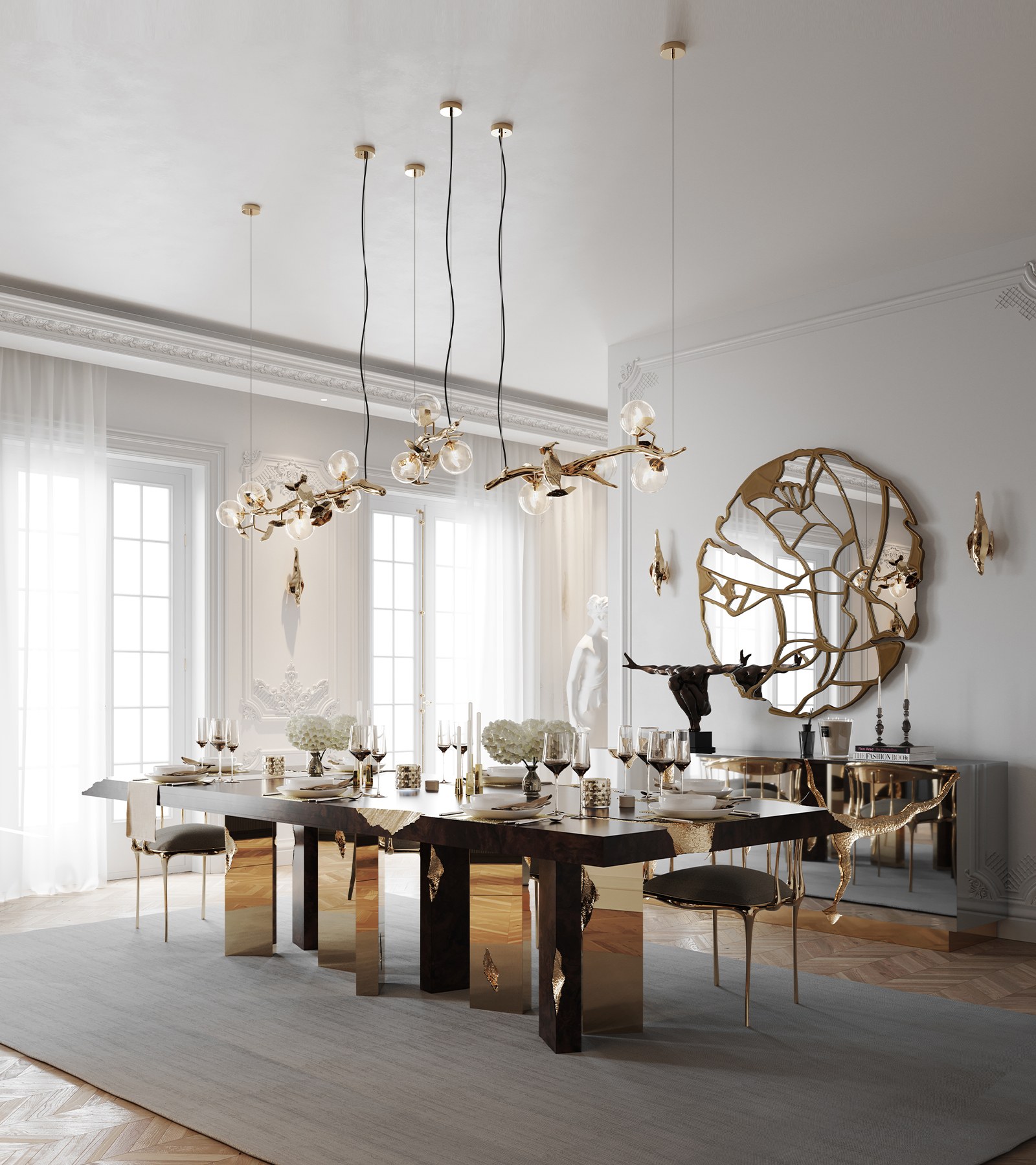 Empire Gold Faceted Dining Table