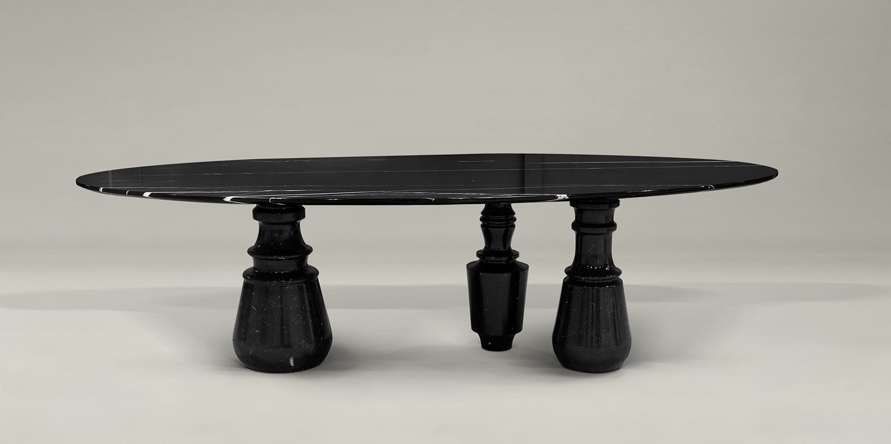 Pietra Oval Marble & Gold Dining Table