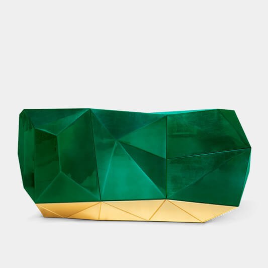 Diamond Emerald Faceted Sideboard