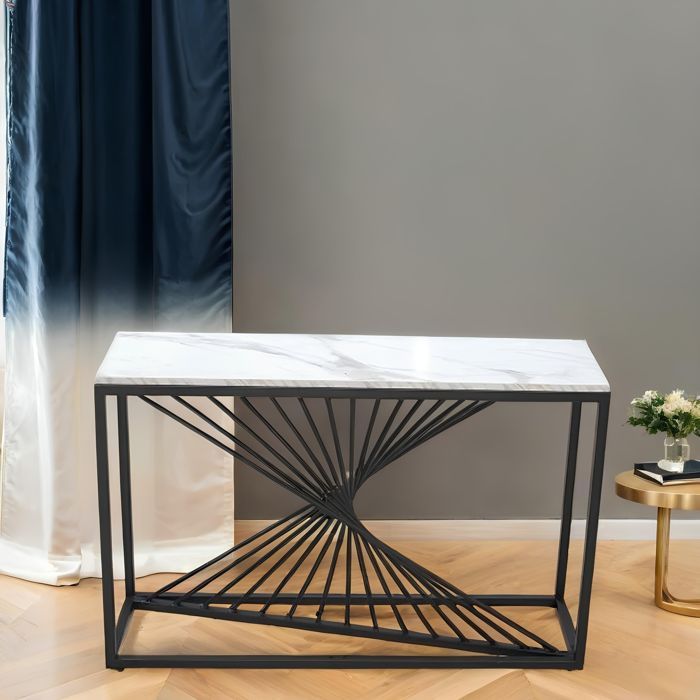Amella Spiral Console-Matte Black — SS gold banquet furniture, Fusion Lahore