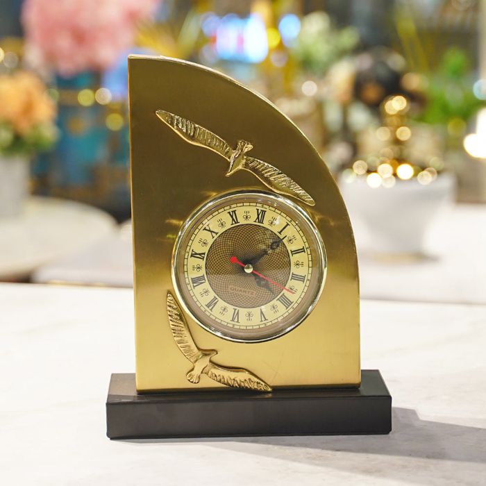 Golden Metal D Shaped Clock — Fusion Coatings Lahore