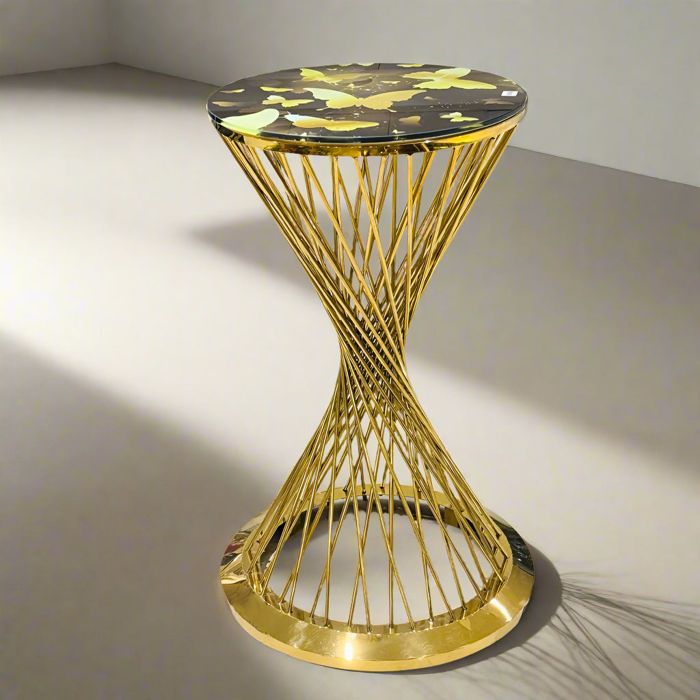 Round Spiral Cocktail Table — SS gold banquet furniture, Fusion Lahore